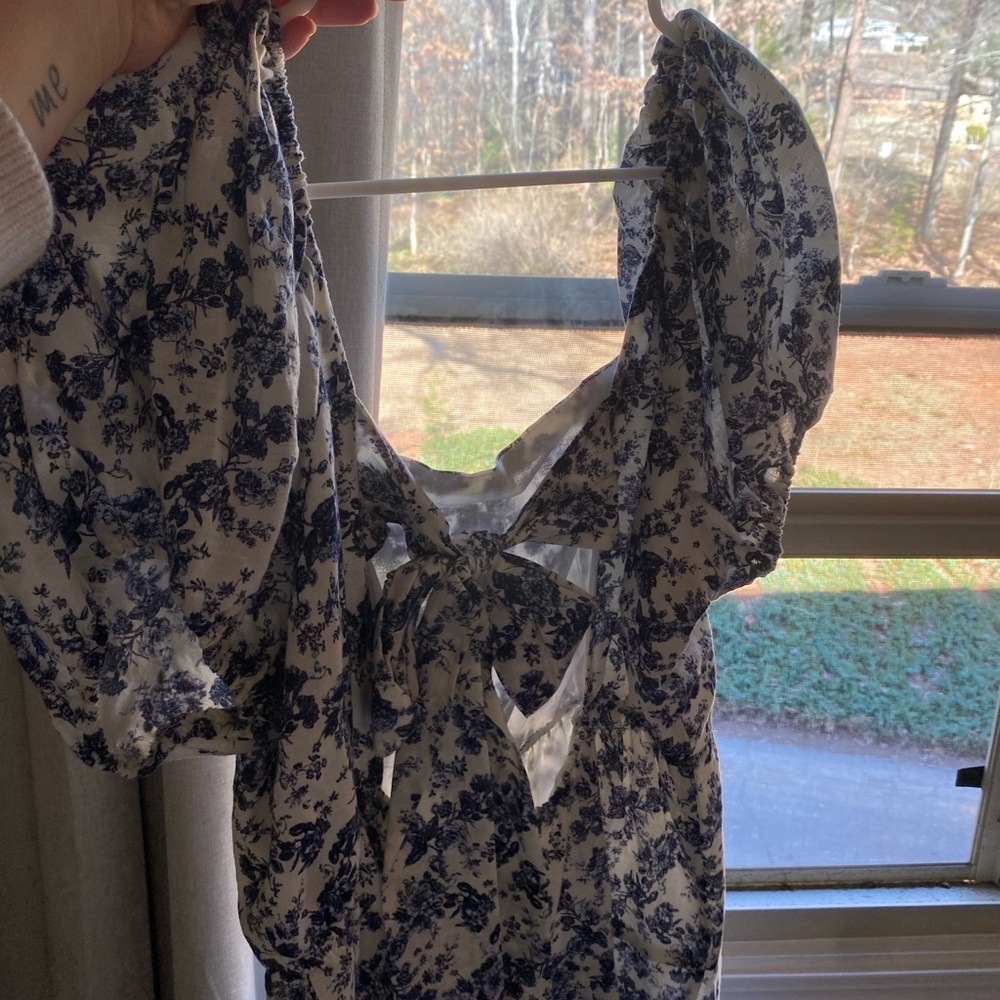 Chelsea & Violet Blue and White Floral Dress